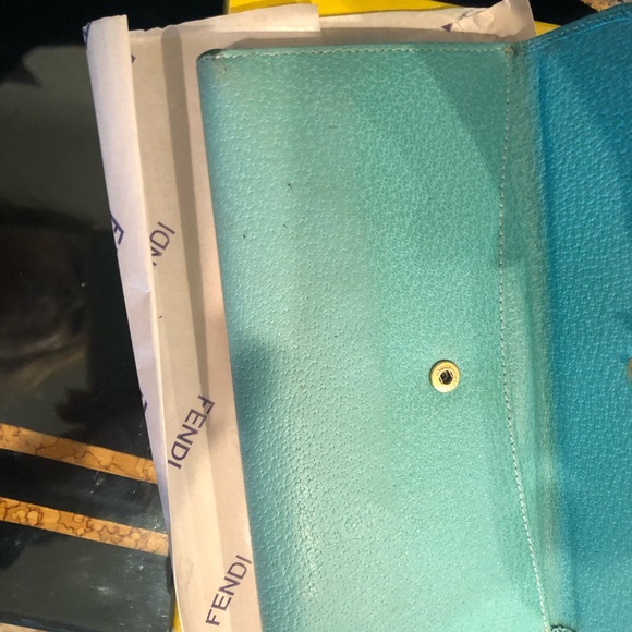 FENDI WALLET VINTAGE TURQUOISE Leather - Picture 5 of 9